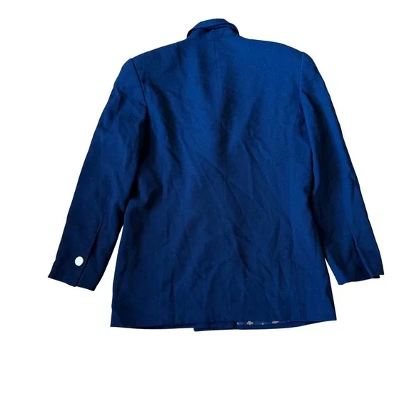 DANA BUCHMAN Navy Wool Double Breasted Blazer Shawl Collar Elegant Women's 14 - Picture 8 of 8